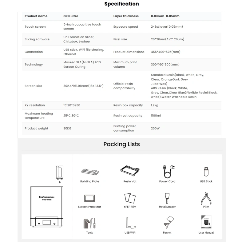 3D принтер UniFormation GK3 Ultra