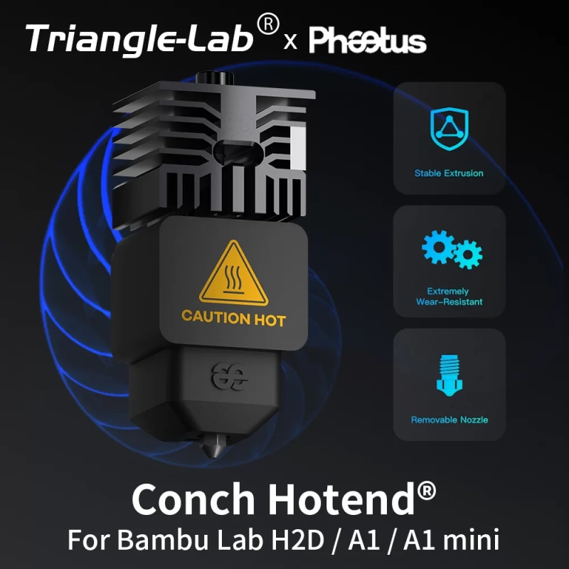 Хотэнд в сборе Trianglelab Phaetus Conch Perfect Fit для BambuLab H2D/A1/A1 mini (0.2)