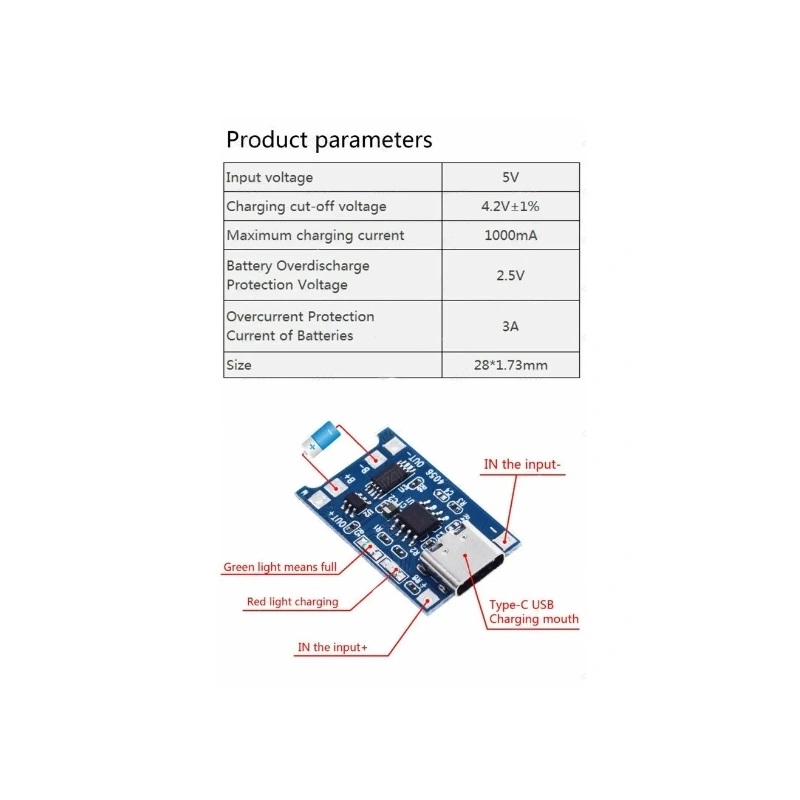 Модуль заряда Li-ion батарей TP4056 USB Type-C