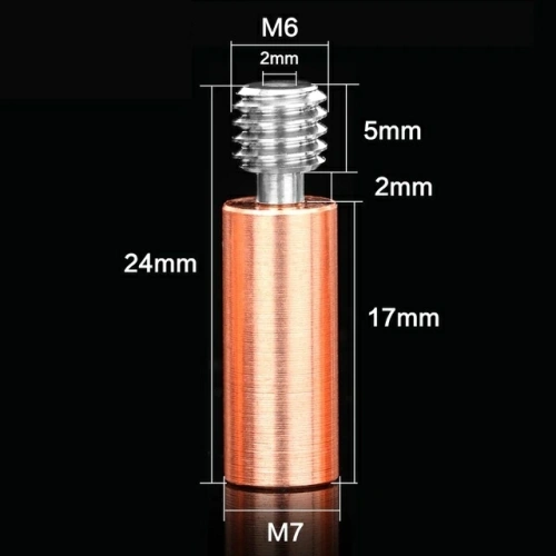 Термобарьер V6 гладкий (L=24 мм) Bi-Metal титан-медь (Исполнение 2) XCR