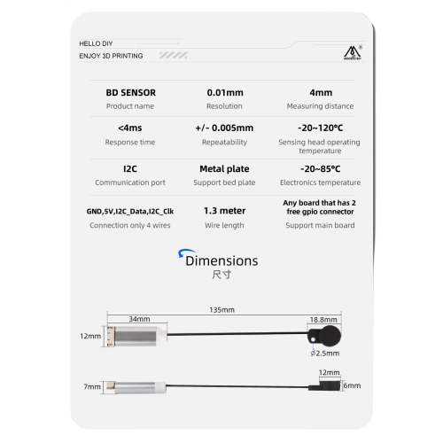 Зонд Mellow BD-SENSOR Kit для 3D-принтера Marlin/Klipper