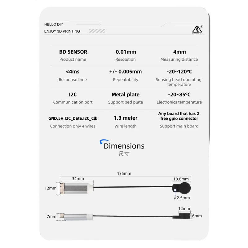 Зонд Mellow BD-SENSOR Kit для 3D-принтера Marlin/Klipper