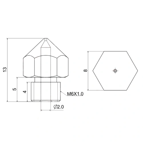 Высокотемпературное сопло MK8 HS закаленное стальное Trianglelab (0.4 мм)