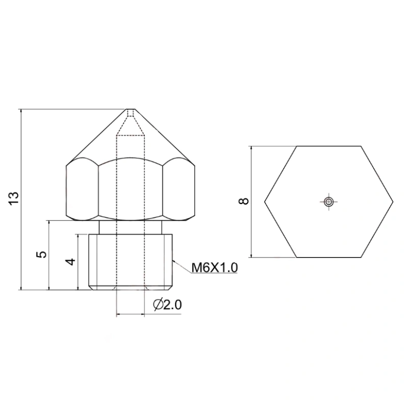 Высокотемпературное сопло MK8 HS закаленное стальное Trianglelab (0.4 мм)