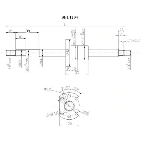 ШВП SFU1204 с гайкой и обработкой концов под BK-BF (FK-FF) (250 мм)