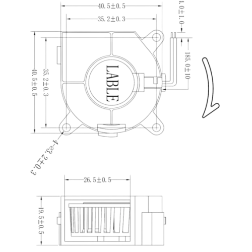 Вентилятор радиальный (улитка) 24В 0.10А, 40х40х20мм, подш. скольжения, Xinyujie