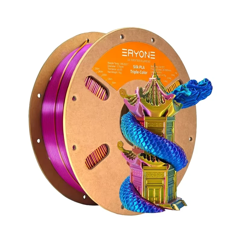 PLA Silk трехцветный Gold Blue Purple 1.75 мм ERYONE 1 кг