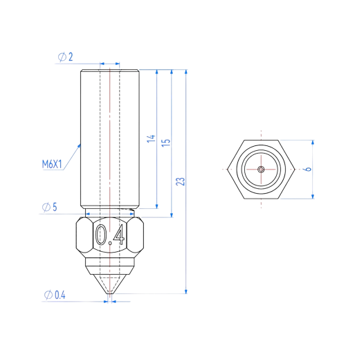 Сопло Kingroon для Creality K1/ K1 Max (2023) / Ender-3 V3 KE/ CR-10 SE Латунь (0,4 мм)