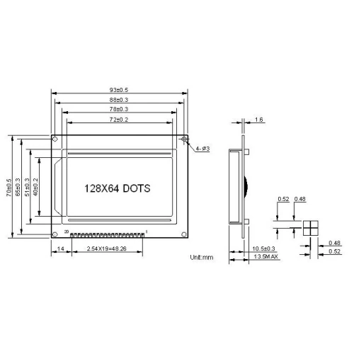 Графический дисплей STN LCD12864, синий, 128x64